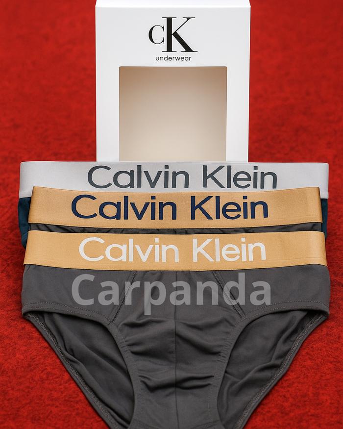 Underwear Calvin Klein Celana Dalam Pria Premium Isi 3pcs Gold Silver Bahan Spandex Karet Berkualita
