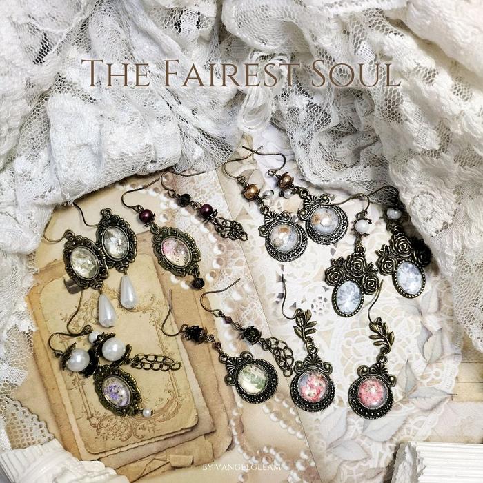 by vangelgleam "The Fairest Soul" vintage earrings frame glass dome medieval royalty era fantasy