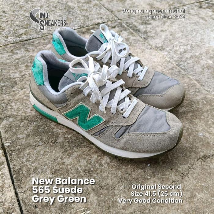 New Balance 565 Suede Abu Hijau Sepatu Sneakers Original
