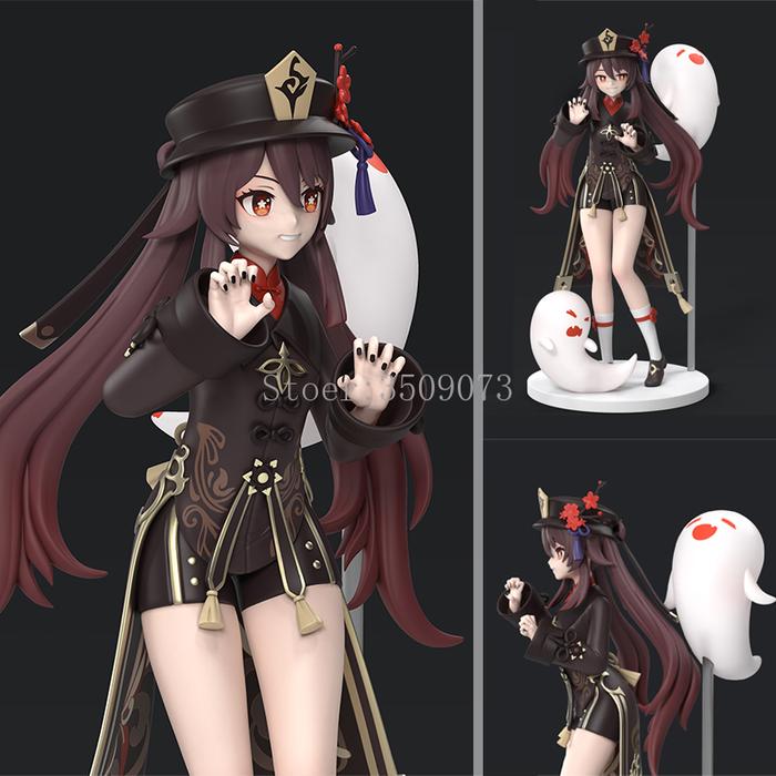 18cm Genshin Impact Hu Tao Anime Figure Klee Hibana Knight Action