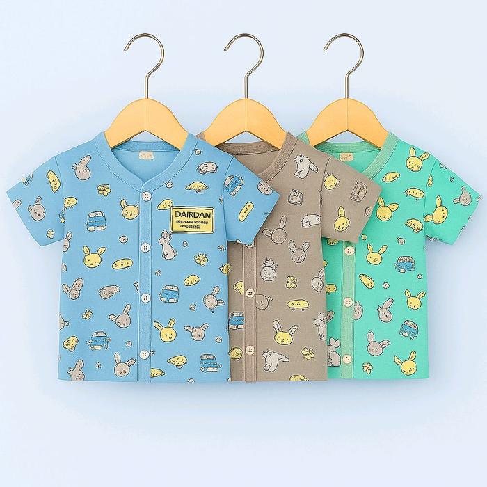 AASHOP27 BAYAR DI TEMPAT!!! ZAHDAN/AIRIN 3PC Baju Bayi Lengan Pendek Newborn 0 3bulan Motif Warna SN