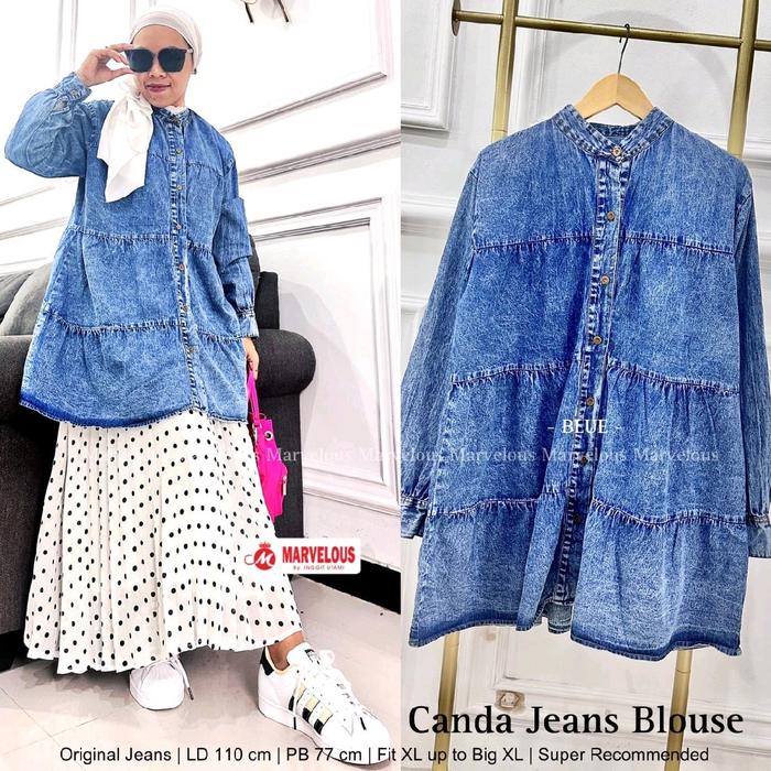 Canda Jeans Blouse / Atasan Jumbo Wanita / Ori Marvelous