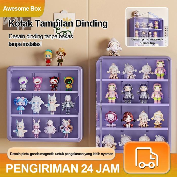 Rak Display Mainan Gantung Action Figure Display Bricks Box Magnetik Full PopMart Blind Box Tempel D