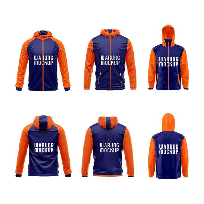 Mockup Jacket Windbreaker Format PSD & CDR – Full Editable, Premium Quality