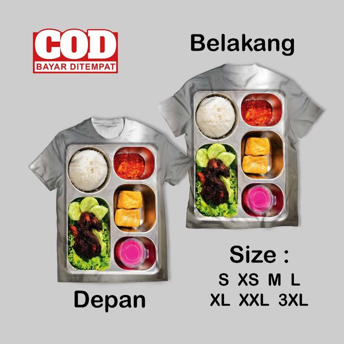 Kaos FullPrint Motif Makanan Program Menu MBG Baru | Kaos AOP Motif Makanan MBG Seleraku Depan Belak