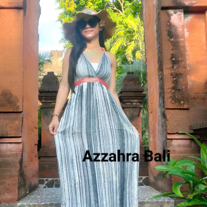 Dress Bali Panjang Salur / Dress Pantai Bali Rayon Lembut