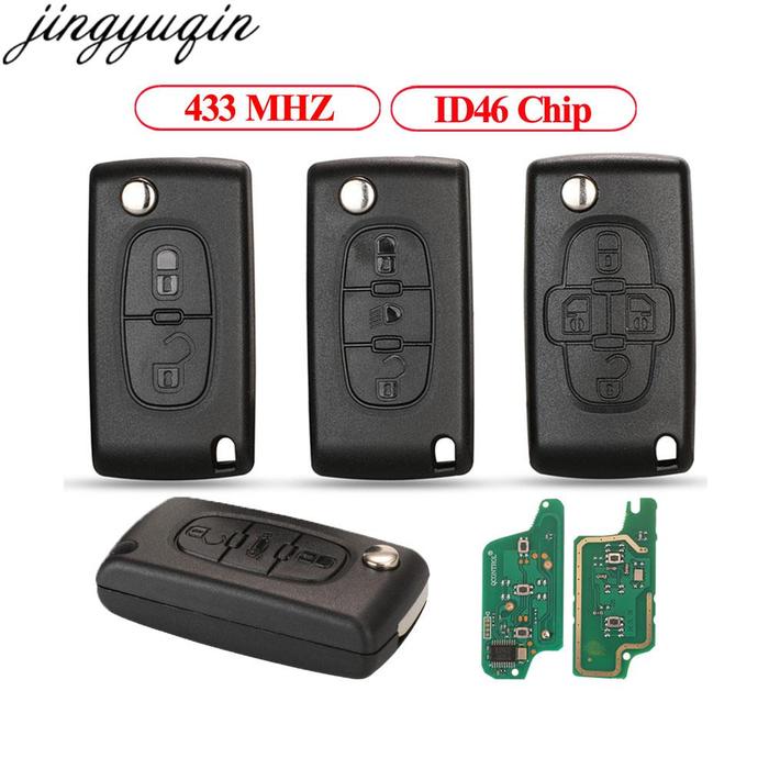 Jingyuqin Remote Car Key Alarm For Citroen C1 C2 C3 C4 C6 C8 Peugeot