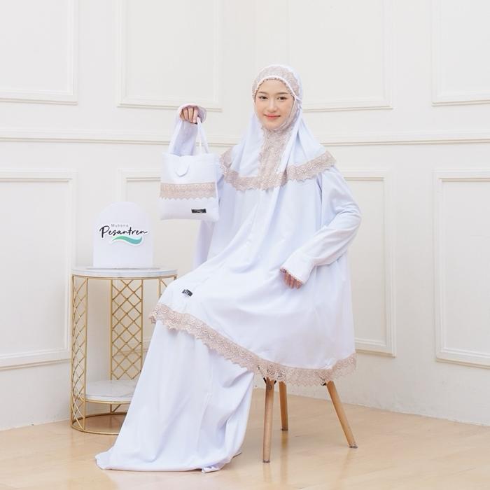 MUKENA HAJI UMROH Mukena Potongan Berlengan Full Renda Katun Motif Mumtaza Mewah Nyaman Muslim muken