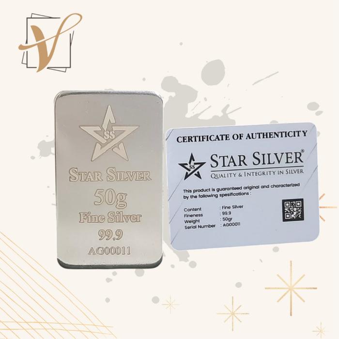 LOGAM MULIA (LM) PERAK NEW - STARSILVER BERAT GRAMASI 50 GRAM