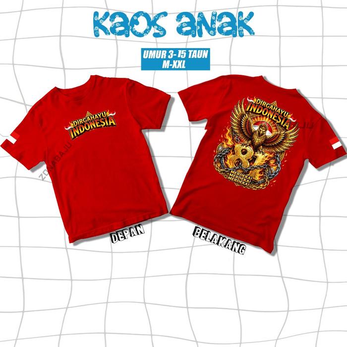 Baju Kaos ANAK Distro Dirgahayu Indonesia Merdeka versi MERDEKA MERDEKA MERDEKA / Kaos Kemerdekaan 1