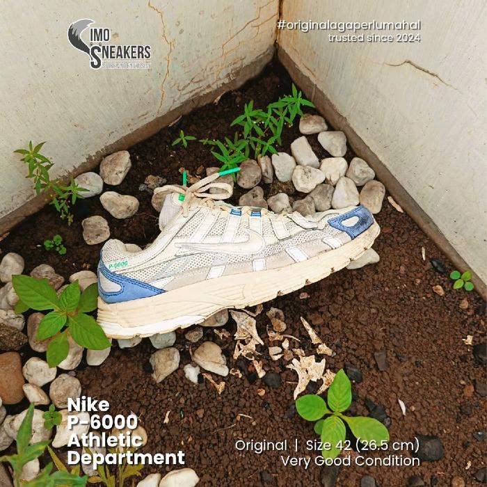 Nike P-6000 Suede Athletic Department Beige Biru Sepatu Sneakers Unisex Second Original
