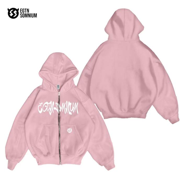 Sweather New EGTN SOMNIUM Basic Pink Lengan Panjang / Sweatshirt Full Zipper Casual Premium / Hoodie