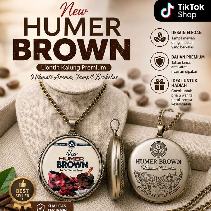 Humer Brown Liontin Kalung Premium New Humer Brown Wisatan Colombia Aroma Coffee Blend Desain Elegan