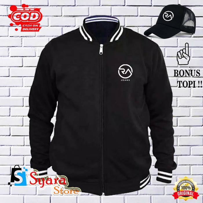 Syara Store / BONUS TOPI.. Jaket Varsity Baseball RA Jeans Putih / Jaket Distro Varsity / Jaket Base