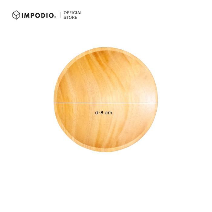 IMPODIO Piring Sambal Mini Diameter 8cm 10cm | Piring Bulat Kayu Solid Premium | Tatakan Saus – Keca