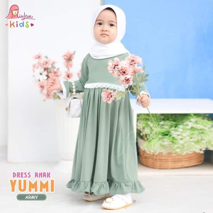 Dress Anak Yummi Miulan Kids Original Gamis Anak 1-2 Thn Dress Anak Perempuan Terbaru Poliester
