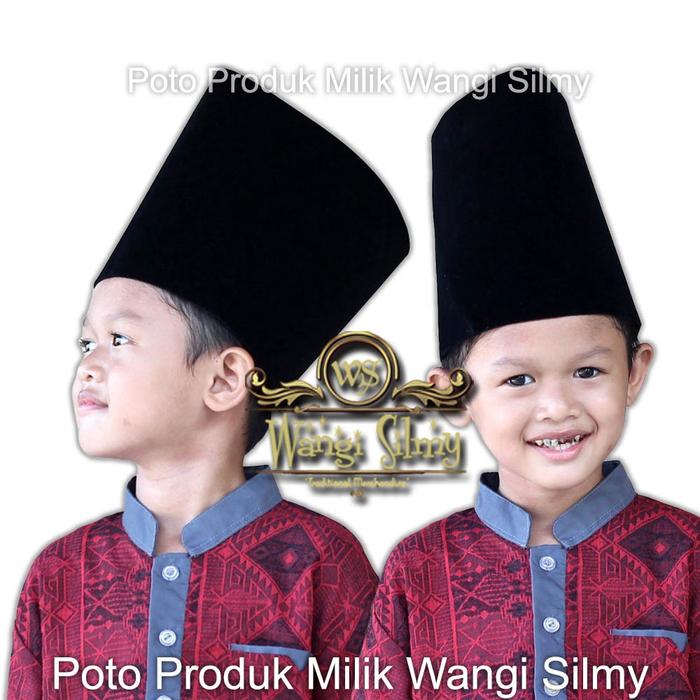 Peci Songkok Kopiah Hitam Polos Tinggi 14 CM - Songkok Hitam Anak Tinggi 14 CM