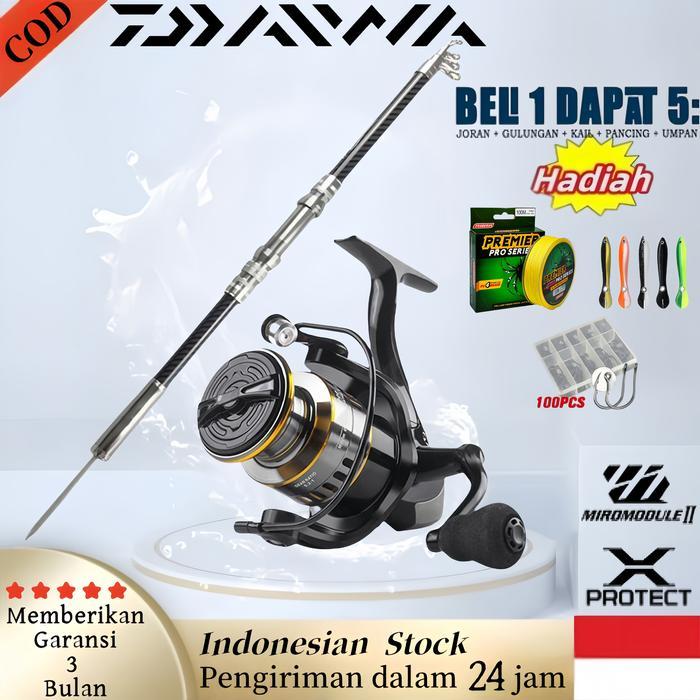 new - 【beli 1 gratis 4】spinning fishing set premium - perlengkapan pancing laut & reel anti karat de