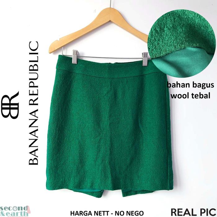 Preloved Banana Republic Mini Skirt Wool [6 fits M-L besar] Basic A-line High Waist Rok Pendek Tebal