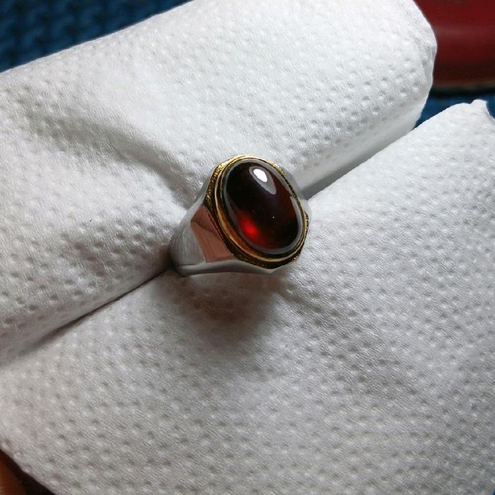 Cincin batu akik red garnet black mamba natural