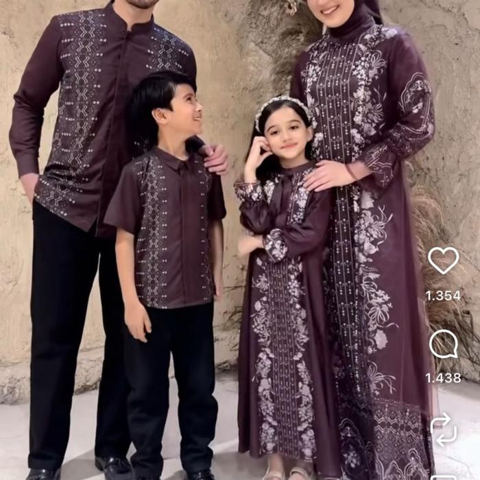 Preloved baju koko dan gamis kaleela x javina warna burgundy (  Muslim ayah dan ibu )