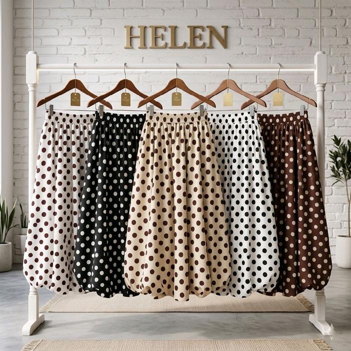 Rok Balon 7/8 Motif Polkadot / Double Furing / Midi / Hyget Super Import