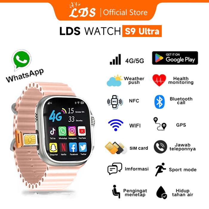 (READY STOCK) 【Bisa hotspot】LDS 4G Smartwatch S9 Ultra Sim Card Wifi 6+64GB PlayStore Bluetooth GPS 