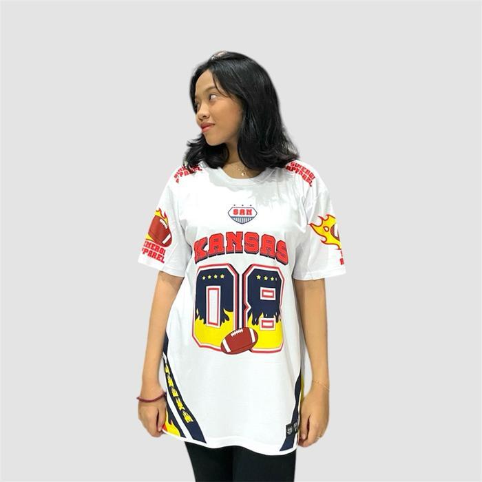 Kaos Jersey Vintage American Football Sport Bahan Dryfit Milano Unisex - KANSAS 08, M