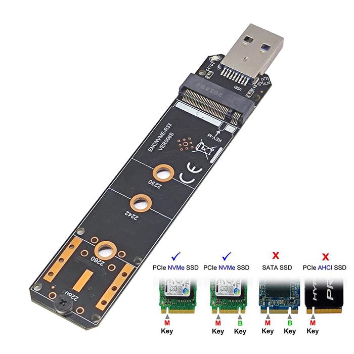 NVME USB Adapter M.2 NVMe to USB 3.1 SSD Adapter 10Gbps USB3.1 Gen 2