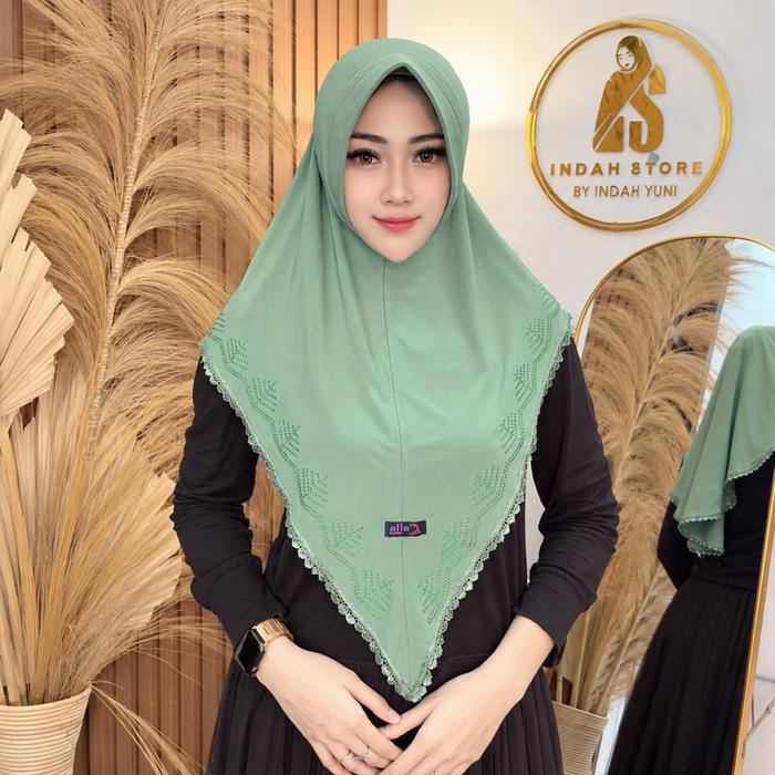 Indah Store - Hijab Instan Bergo Jersey Pet Payet Renda Love KANAYA By Laila