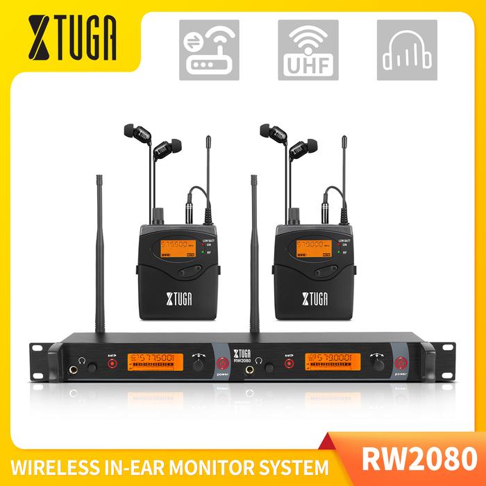 XTUGA RW2080 UHF Sistem Monitor Nirkabel, Transmitter Seluruh Logam