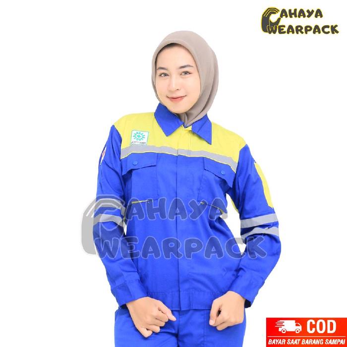 ATASAN WEARPACK SAFETY BIRU KOMBINASI KUNING