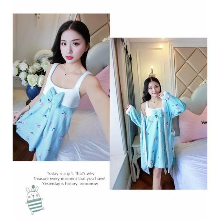 Kimono Handuk 2 In 1 Baju Handuk Dress Wanita