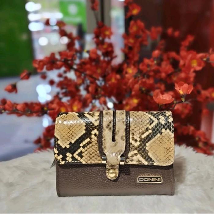 Donini Porti Mini Wallet kode 012 dompet material kulit sapi kombinasi Print phyton