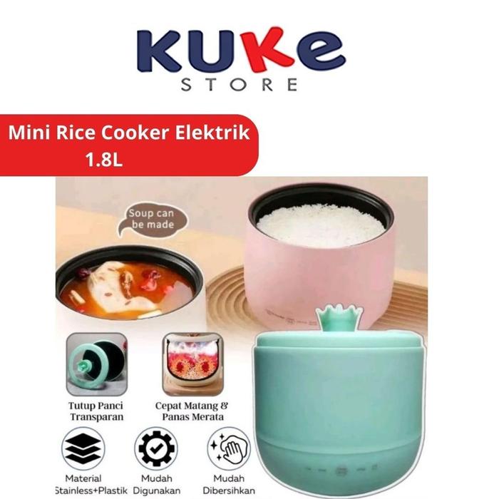 Kuke Rice Cooker Mini 1.8L / Penanak Nasi 450Watt Panci Listrik Masak Hotpot Bubur Anti Lengket Serb