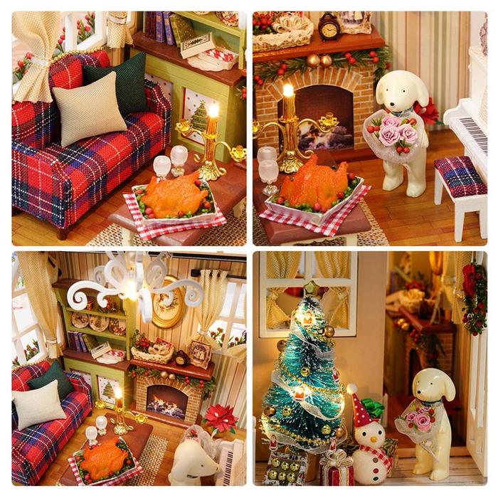 Miniatur rumah boneka, DIY miniatur rumah boneka dekorasi Natal