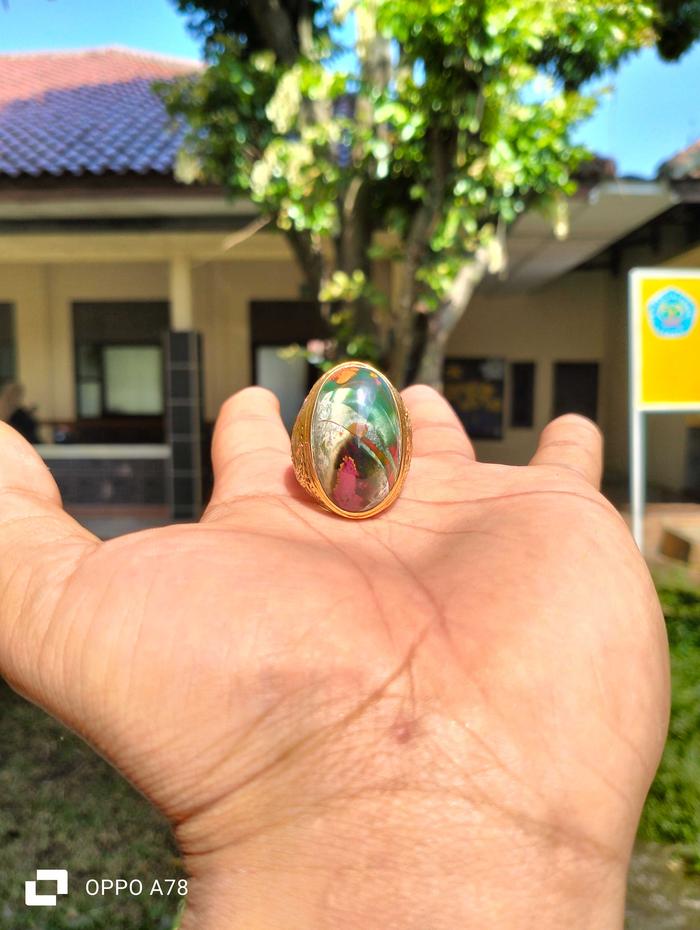 CINCIN BATU AKIK ASLI NATURAL 100% GARUT PANCAWARNA KIRPAY (KIARAPAYUNG) - MERAH CABE - BGT014