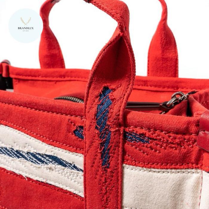 MARC JACOBS THE AMERICANA MEDIUM TRAVELER TOTE BAG RED DENIM MULTI