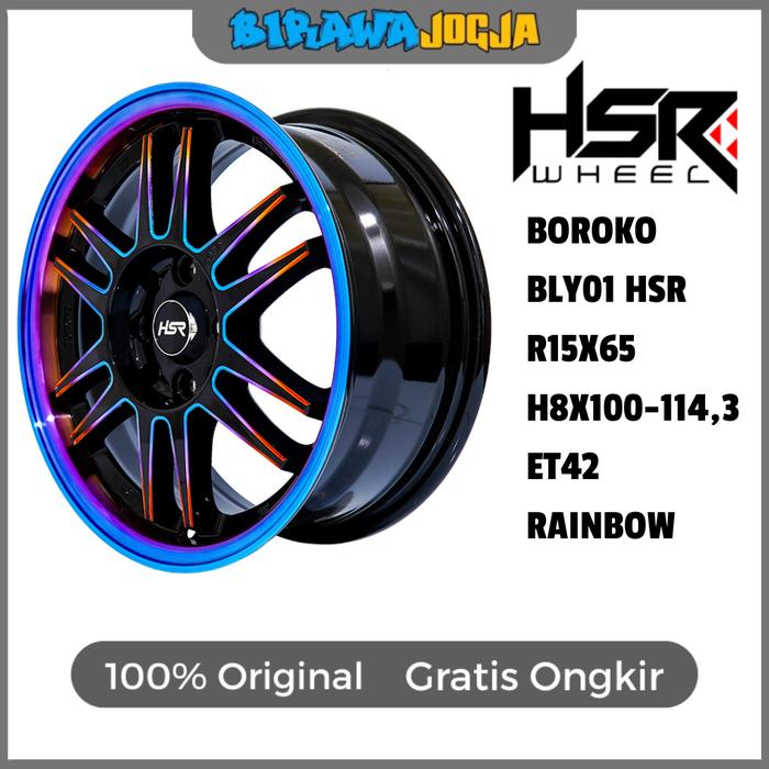 pelek mobil avanza mobilio jazz brio agya calya ring 15 warna biru pelangi velg HSR Boroko BLY R15