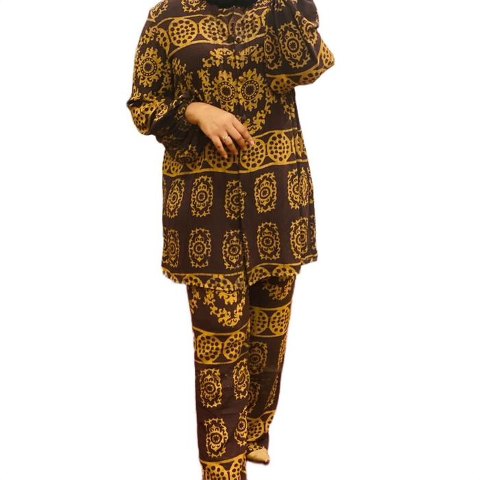 SILLA DAWILAH Set tunik dan celana Batik wanita  Muslim Setelan Wanita Tunik