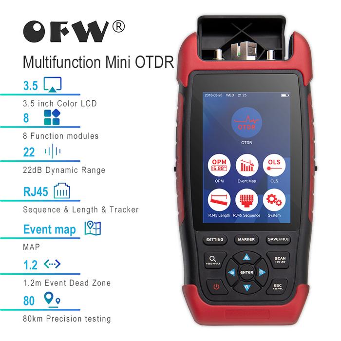 Mini OTDR Fiber Optic Reflectometer 1310/1550nm with 8 Functions VFL