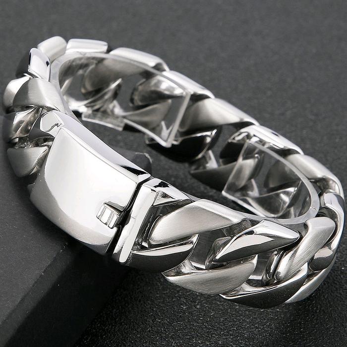 KING COLLECTION Gelang Titanium Kuba Asli Stainless Steel 316L Lebar 2cm (20mm) Warna Silver Perak P