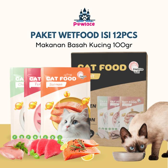 Makanan Basah Kucing isi 12pcs - Wet food Kucing Adult 1 Box - Wetfood Tuna Ayam Salmon - Wet Food K