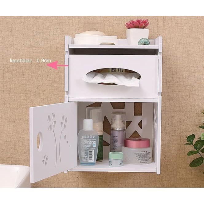 Rak Tempat tisu kosmetik obat obatan dinding gantung tissue tempel box