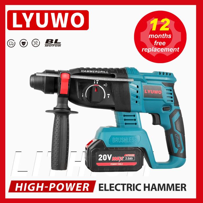 20V Palu Putar Bor Elektrik Palu Tanpa Kabel Motor Tanpa Sikat Bor