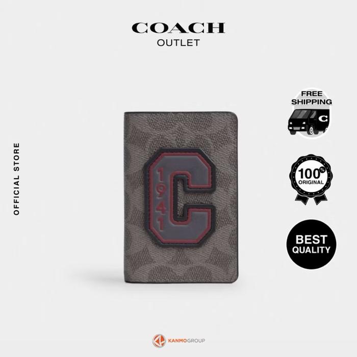Coach Id Card Wallet In Signature Canvas With Patches - Dompet Kartu Pria