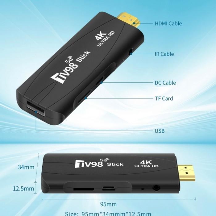 SMARTCOM ~ TV98 Smart TV Stick 4K 5G WIFI TV Stick TV BOX 16gb Ram 256gb Rom Android 12.0 Unlock