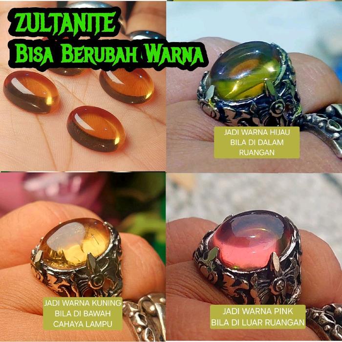 Zultanite Cincin Dim 18mm Bisa Berubah Warna Menyesuaikan Cahaya Ring Cakep Jadi Warna Hijau Kuning