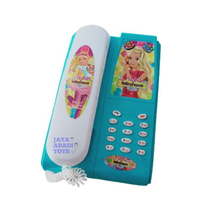 MAINAN TELEPON RUMAH TELPON GAGANG PAKAI KABEL KARAKTER BARBIE+