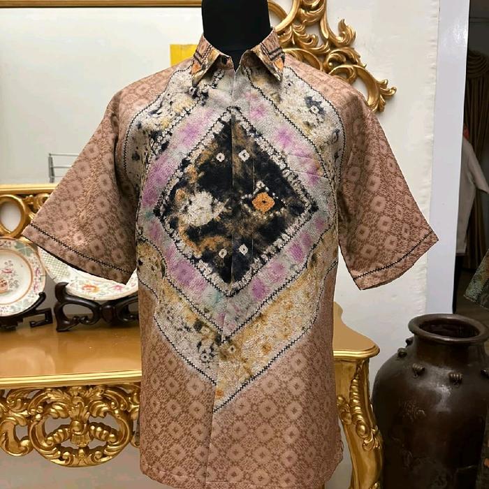 d'Attala Kemeja Pria Lengan Pendek size XXL bahan jumputan Viscose khas Palembang